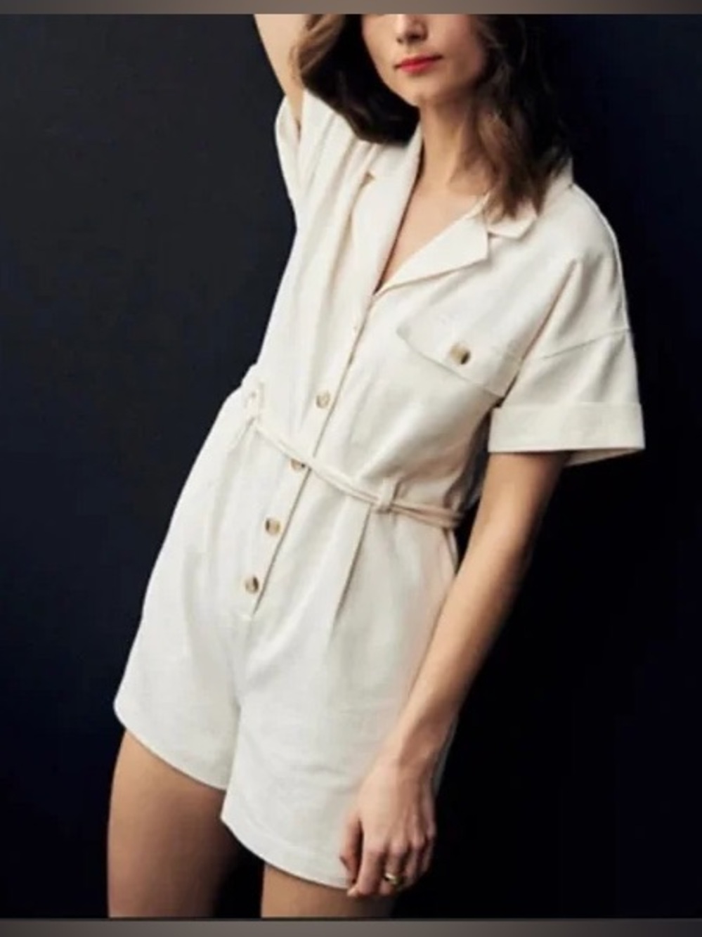 EUC Madewell Belted Safari Off-White Romper size XXL petite
